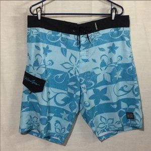 Maui & Sons Board Shorts Black Shark 4 Way Stretch